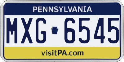PA license plate MXG6545