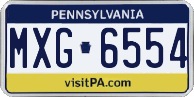 PA license plate MXG6554