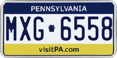 PA license plate MXG6558
