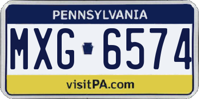 PA license plate MXG6574