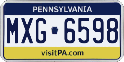 PA license plate MXG6598