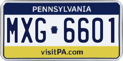 PA license plate MXG6601