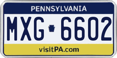 PA license plate MXG6602
