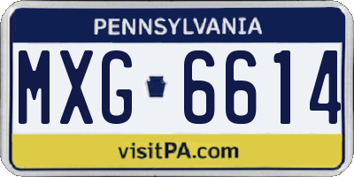 PA license plate MXG6614
