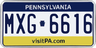 PA license plate MXG6616