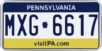 PA license plate MXG6617