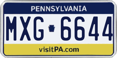 PA license plate MXG6644