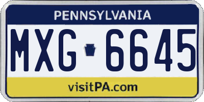PA license plate MXG6645