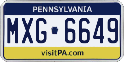 PA license plate MXG6649