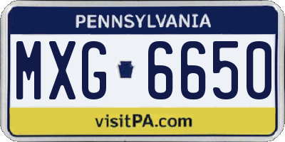 PA license plate MXG6650