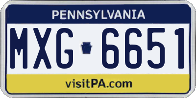 PA license plate MXG6651