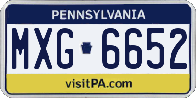 PA license plate MXG6652