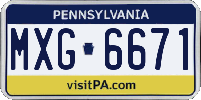 PA license plate MXG6671