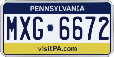 PA license plate MXG6672