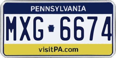 PA license plate MXG6674