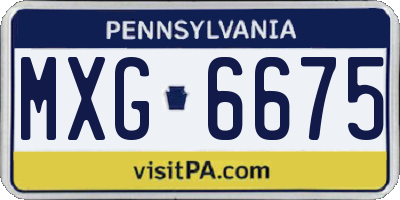 PA license plate MXG6675