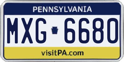 PA license plate MXG6680