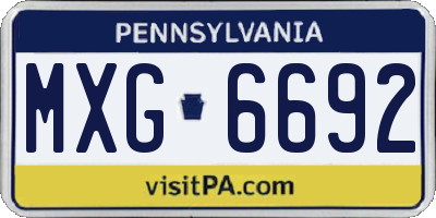 PA license plate MXG6692