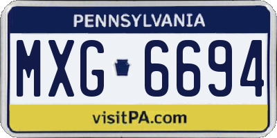 PA license plate MXG6694