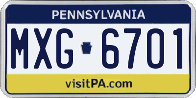PA license plate MXG6701