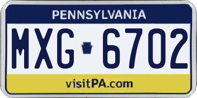 PA license plate MXG6702