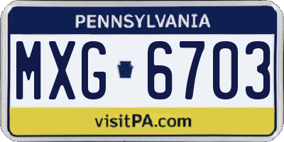 PA license plate MXG6703