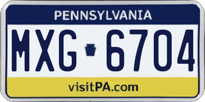 PA license plate MXG6704