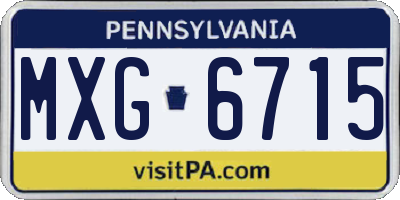 PA license plate MXG6715