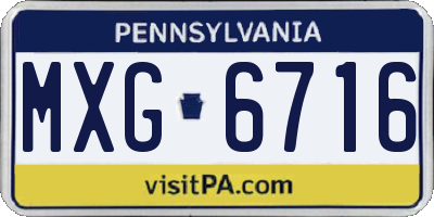 PA license plate MXG6716