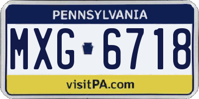 PA license plate MXG6718