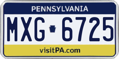 PA license plate MXG6725