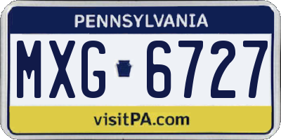 PA license plate MXG6727
