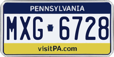 PA license plate MXG6728