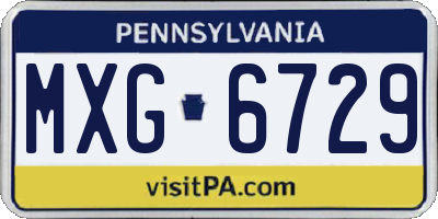 PA license plate MXG6729