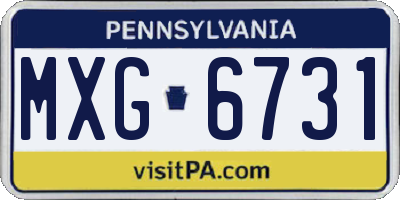 PA license plate MXG6731