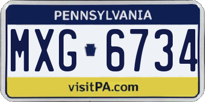 PA license plate MXG6734
