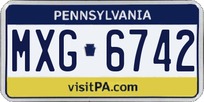 PA license plate MXG6742