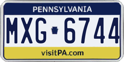 PA license plate MXG6744