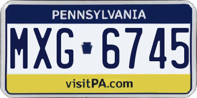 PA license plate MXG6745