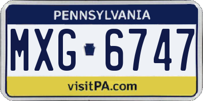 PA license plate MXG6747