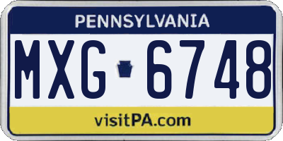 PA license plate MXG6748