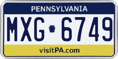 PA license plate MXG6749
