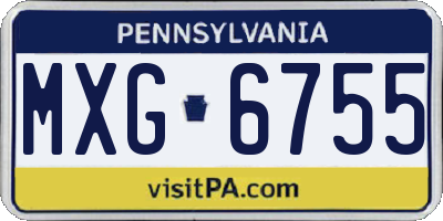 PA license plate MXG6755