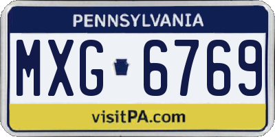 PA license plate MXG6769