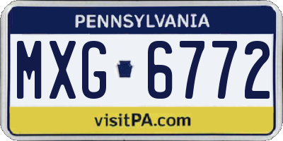 PA license plate MXG6772