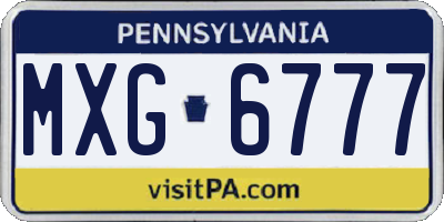 PA license plate MXG6777