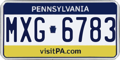 PA license plate MXG6783