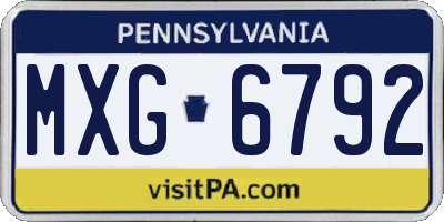 PA license plate MXG6792