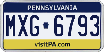 PA license plate MXG6793