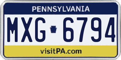 PA license plate MXG6794